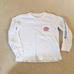 Vineyard Vines Happy Holidays Long-Sleeve Pocket Tee with Santa Whale Graphic